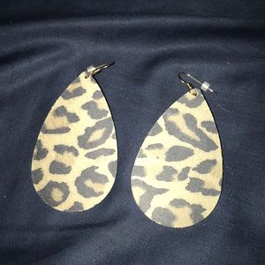 Statement leather earrings leopard